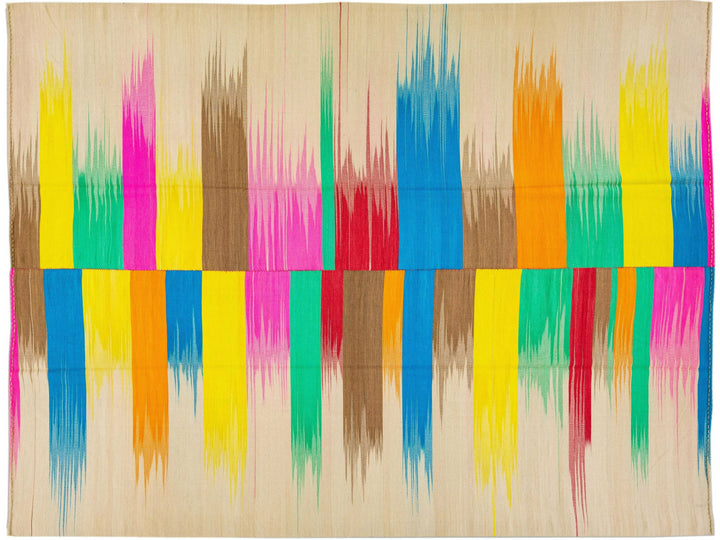 Modern Flatweave Kilim Multicolor Abstract Designed Handmade Wool Rug