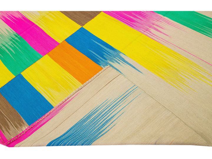 Modern Flatweave Kilim Multicolor Abstract Designed Handmade Wool Rug