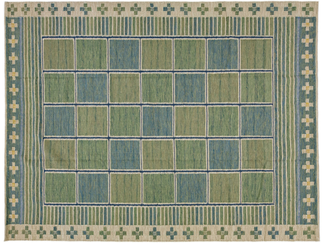 Modern Swedish Wool Rug 9 X 12