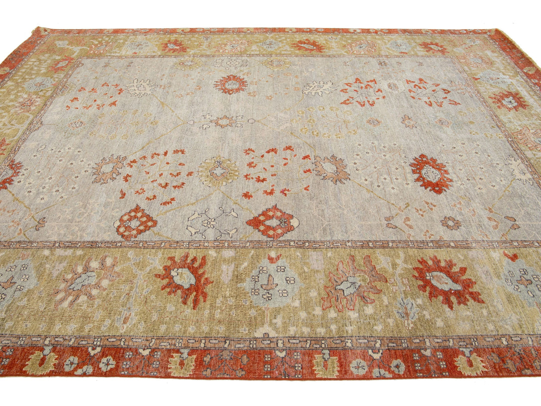 Modern Indian Artisan Wool Rug 9 X 12
