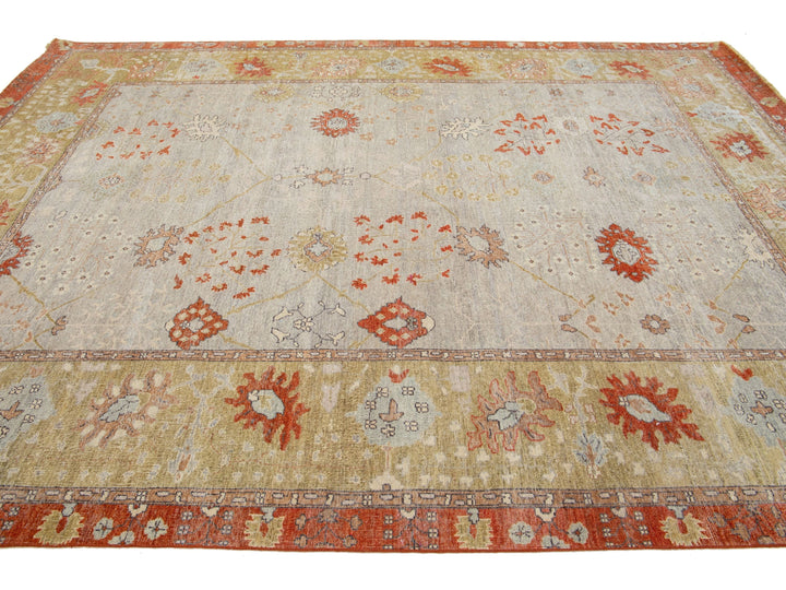 Modern Indian Artisan Wool Rug 9 X 12