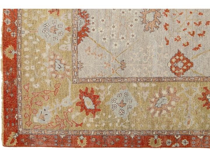 Modern Indian Artisan Wool Rug 9 X 12