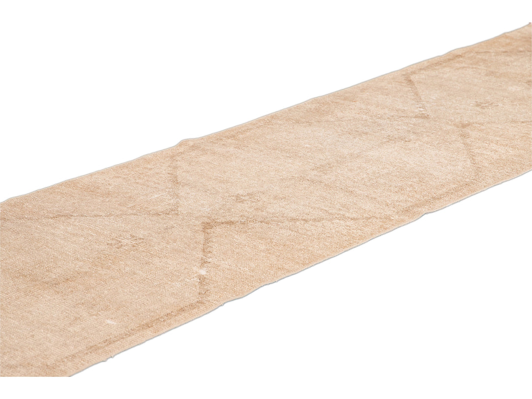 Vintage Beige Turkish Handmade Tribal Wool Runner