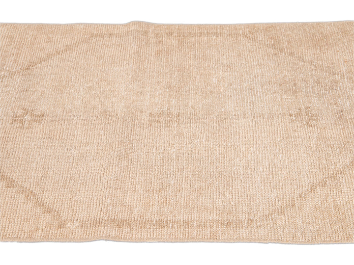 Vintage Beige Turkish Handmade Tribal Wool Runner