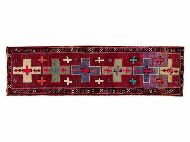 Mid 20th Century Vintage Azeri Wool Runner Rug 4 X 13