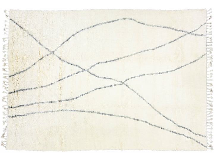 Ivory Modern Moroccan Style Handmade Tribal Pattern Room Size Wool Rug