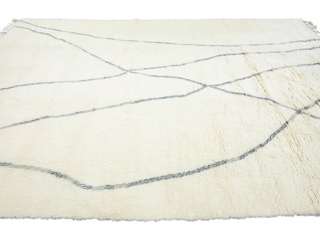 Modern Moroccan Wool Rug 10 X 14