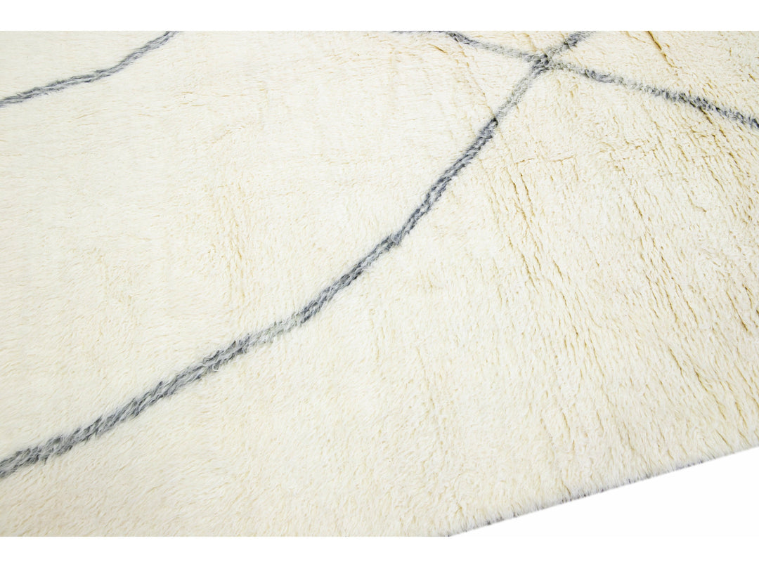 Modern Moroccan Wool Rug 10 X 14