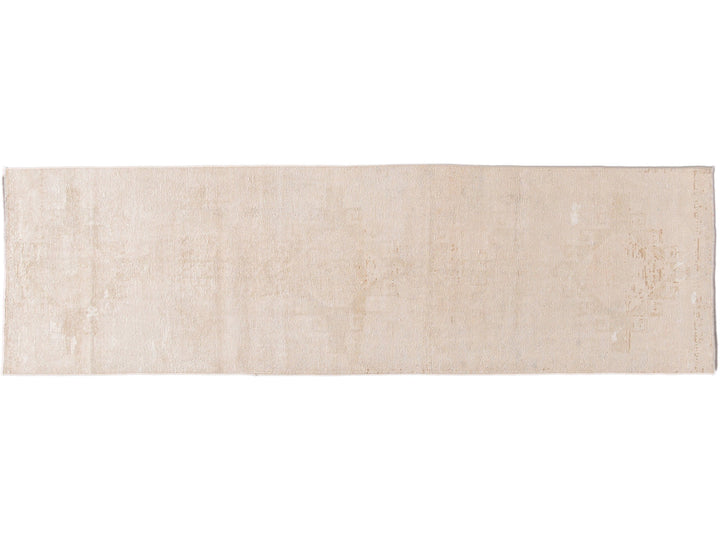 Vintage Beige Turkish Handmade Tribal Wool Runner