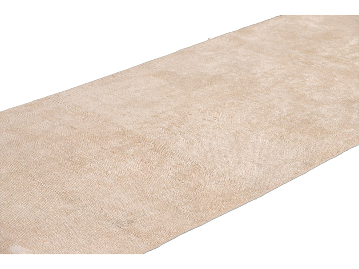 Vintage Beige Turkish Handmade Tribal Wool Runner