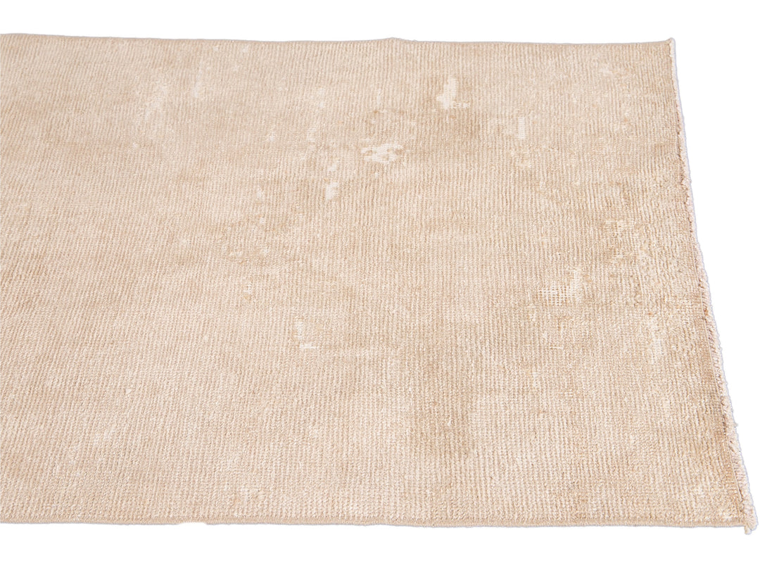 Vintage Beige Turkish Handmade Tribal Wool Runner