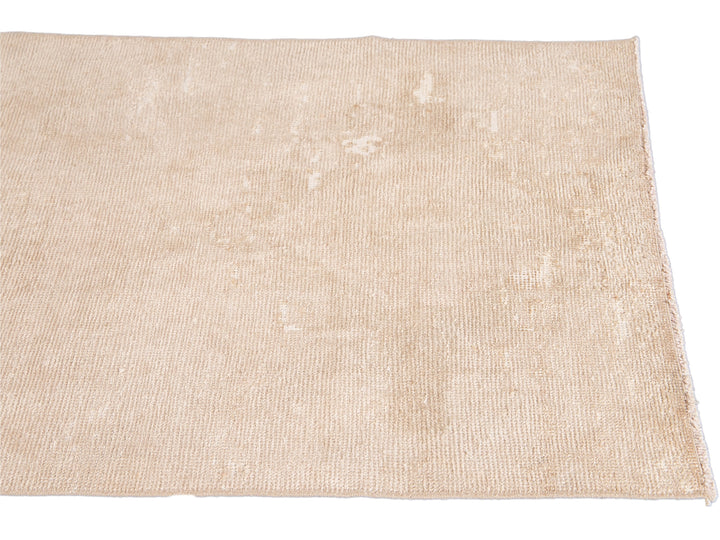Vintage Beige Turkish Handmade Tribal Wool Runner