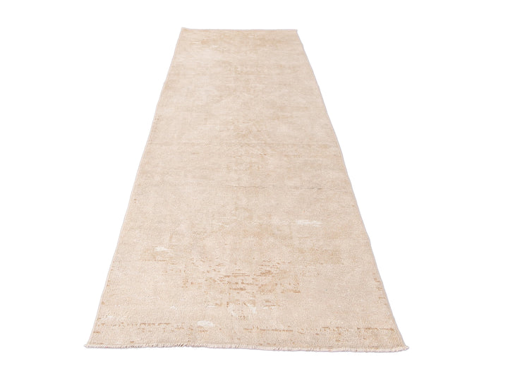Vintage Beige Turkish Handmade Tribal Wool Runner
