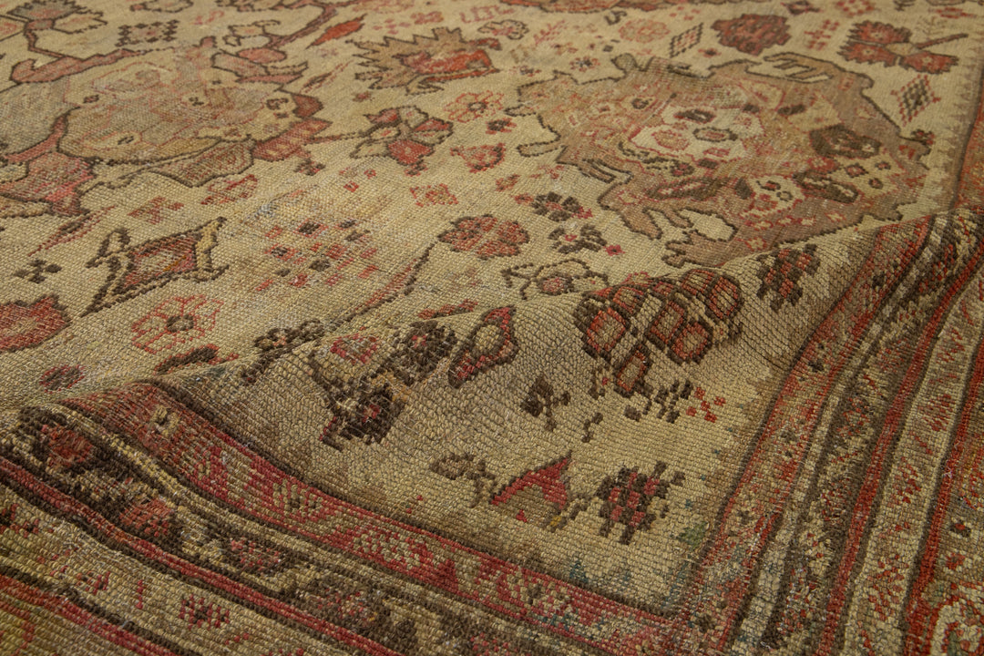 Antique Turkish Oushak Wool Rug 10 X 17