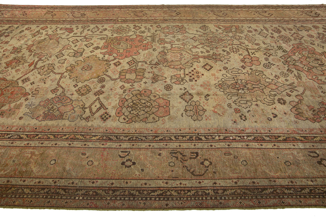 Antique Turkish Oushak Wool Rug 10 X 17