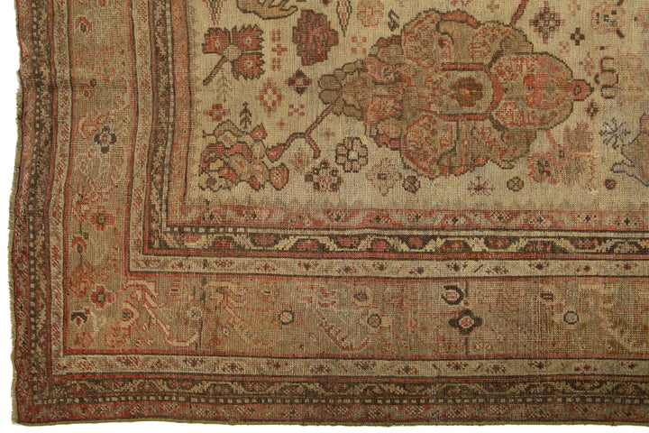 Antique Turkish Oushak Wool Rug 10 X 17
