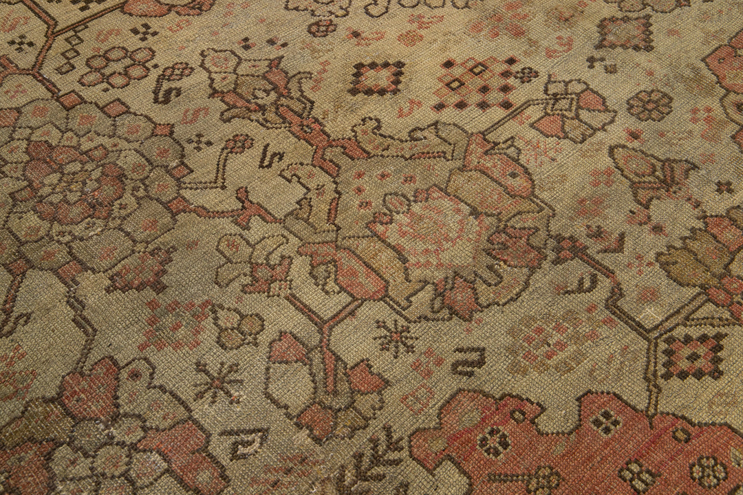 Antique Turkish Oushak Wool Rug 10 X 17