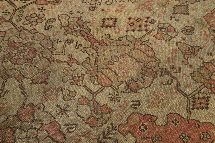 Antique Turkish Oushak Wool Rug 10 X 17
