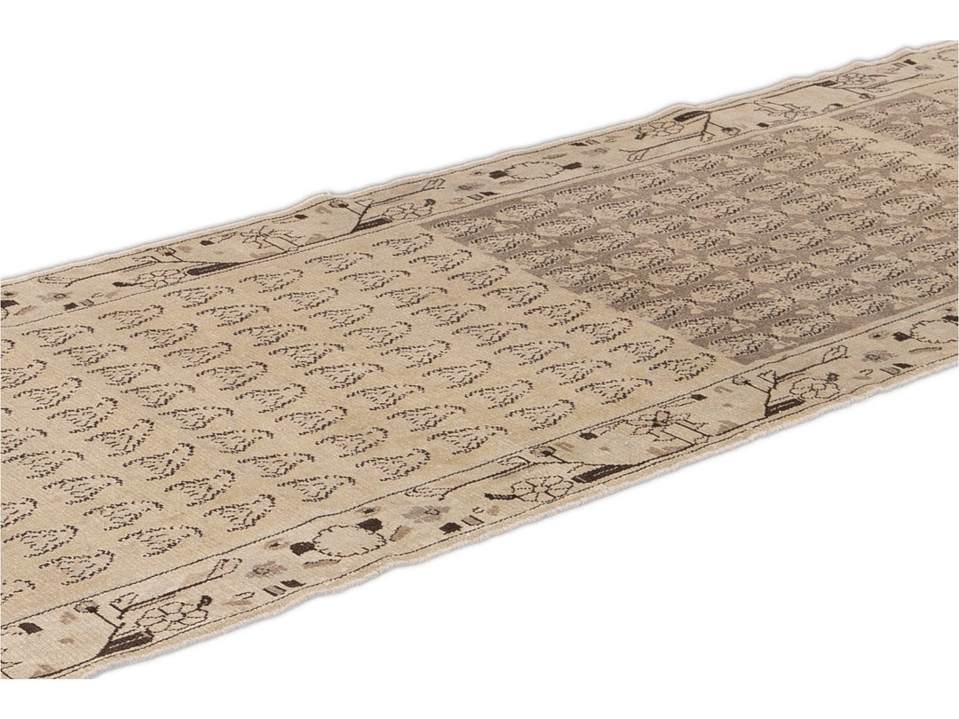 Vintage Distressed Wool Runner 3 X 9