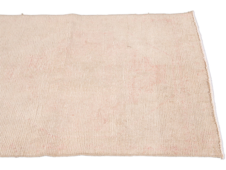 Vintage Turkish Pink and Beige Handmade Tribal Wool Runner