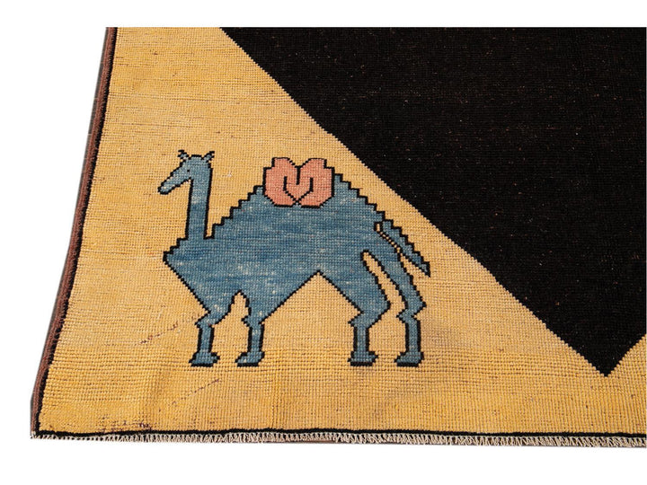 Vintage Art Deco Wool Rug 6 X 9
