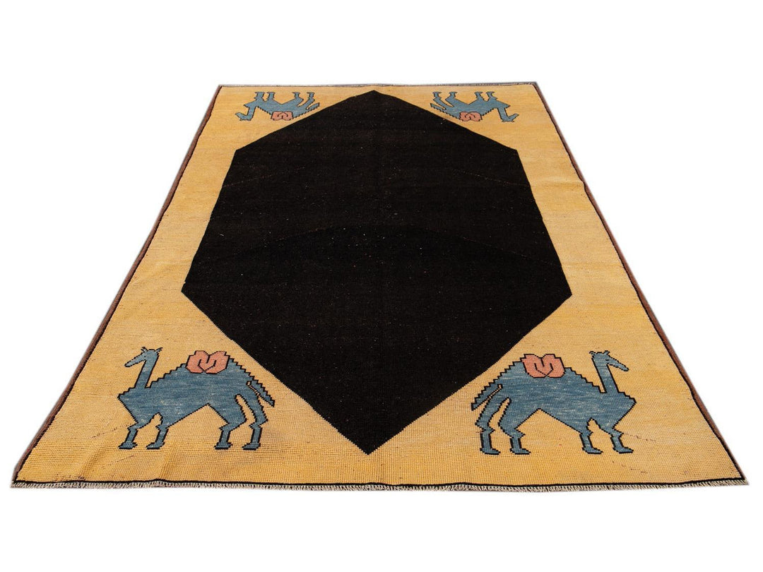 Vintage Art Deco Wool Rug 6 X 9