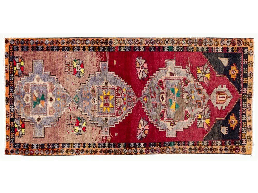 Mid 20th Century Vintage Azeri Wool Runner Rug 5 X 11