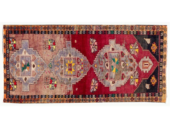 Mid 20th Century Vintage Azeri Wool Runner Rug 5 X 11