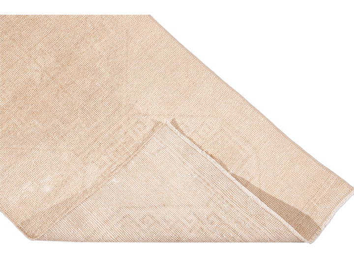 Vintage Turkish Beige Handmade Tribal Wool Runner