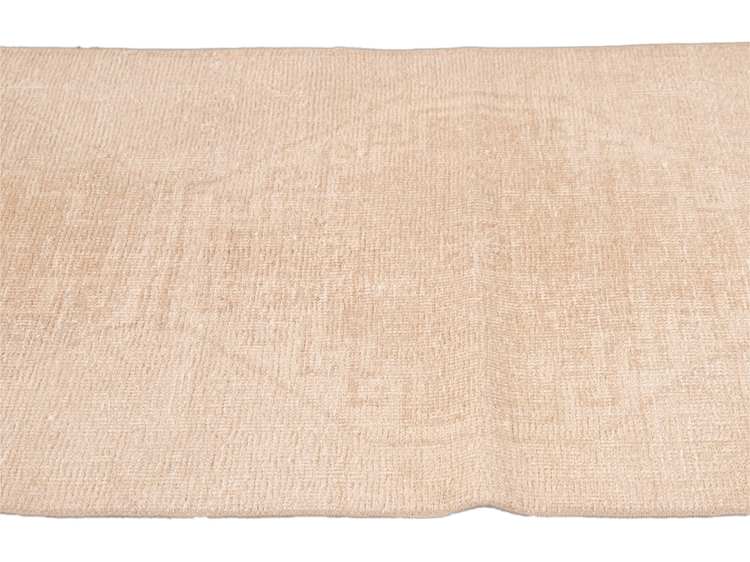 Vintage Turkish Beige Handmade Tribal Wool Runner