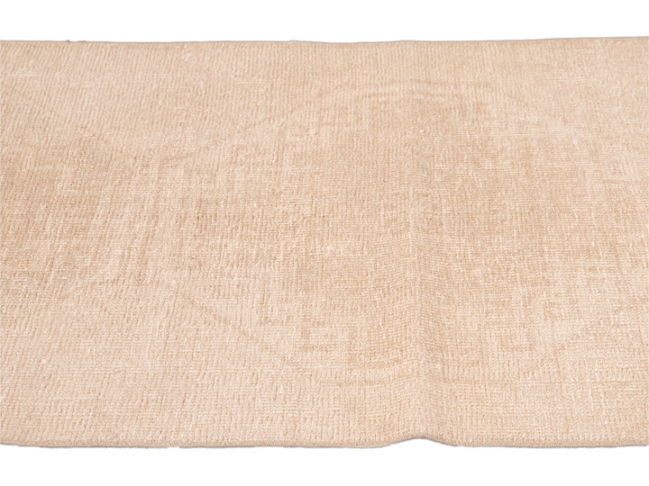 Vintage Turkish Beige Handmade Tribal Wool Runner
