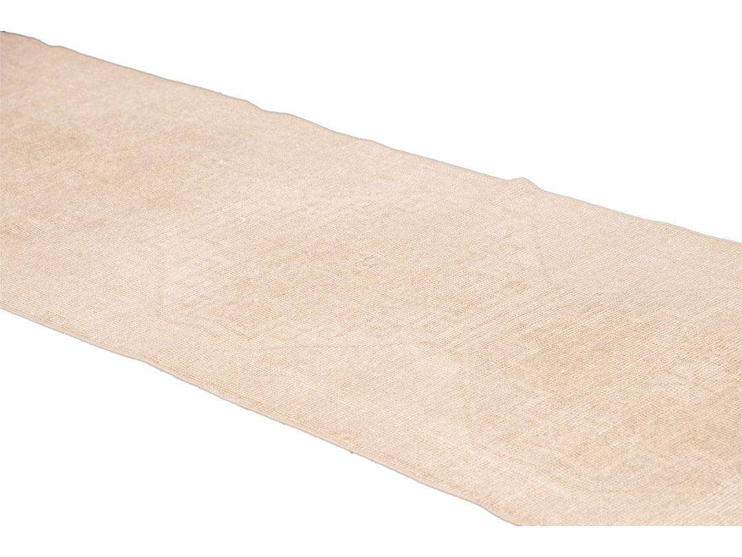 Vintage Turkish Beige Handmade Tribal Wool Runner