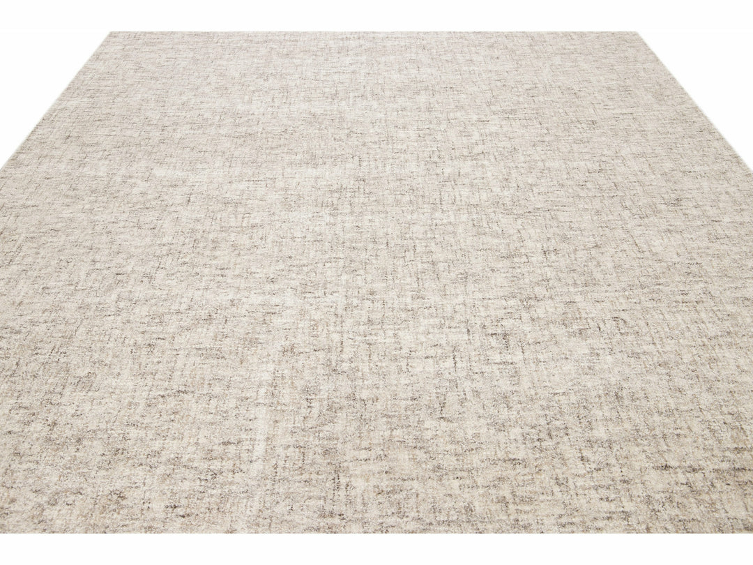 Modern Apadana's Westport Collection Hand Tufted Beige Wool Rug