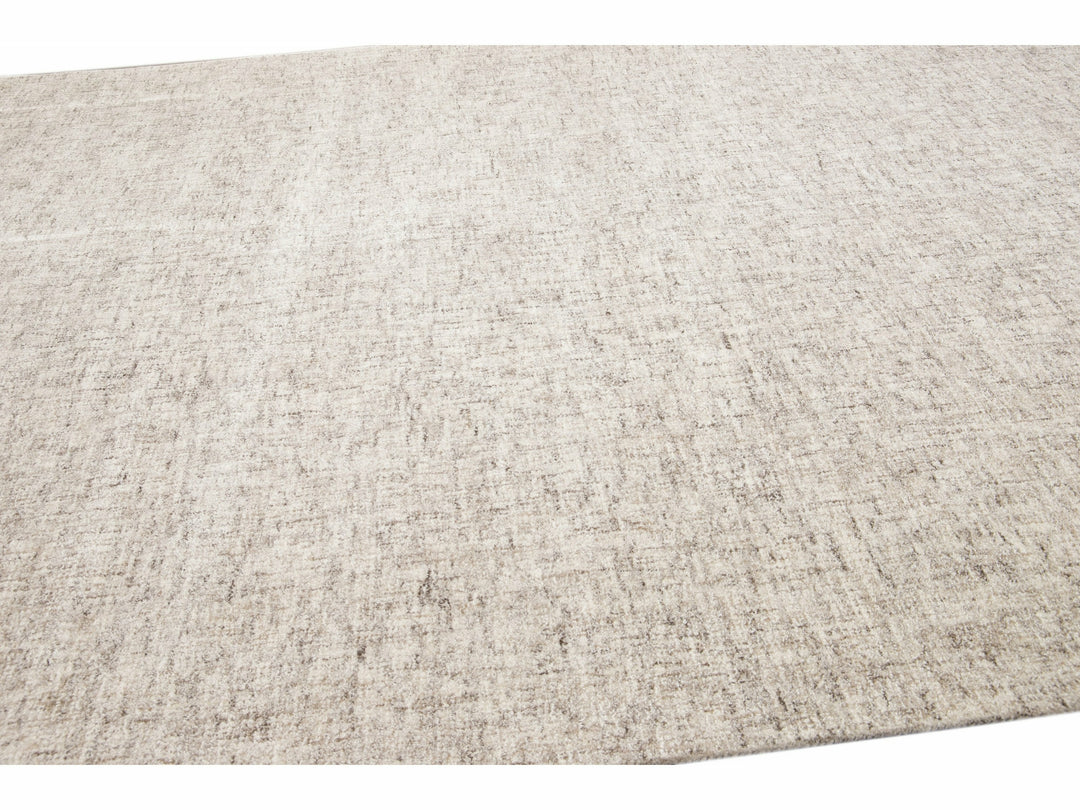 Modern Apadana's Westport Collection Hand Tufted Beige Wool Rug