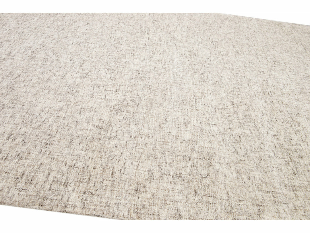 Modern Apadana's Westport Collection Hand Tufted Beige Wool Rug