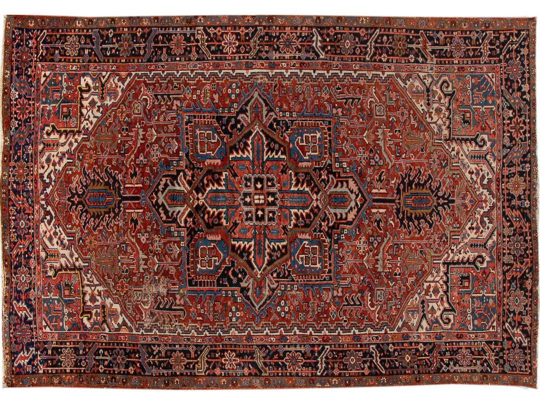 Antique Persian Heriz Wool Rug 8 x 10