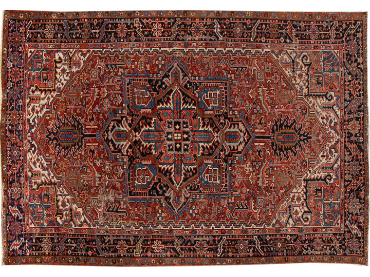 Antique Persian Heriz Wool Rug 8 x 10