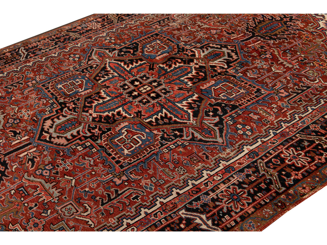 Antique Persian Heriz Wool Rug 8 x 10