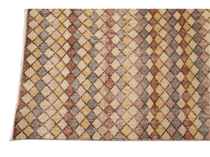 Vintage Turkish Scatter Wool Rug 4 X 6