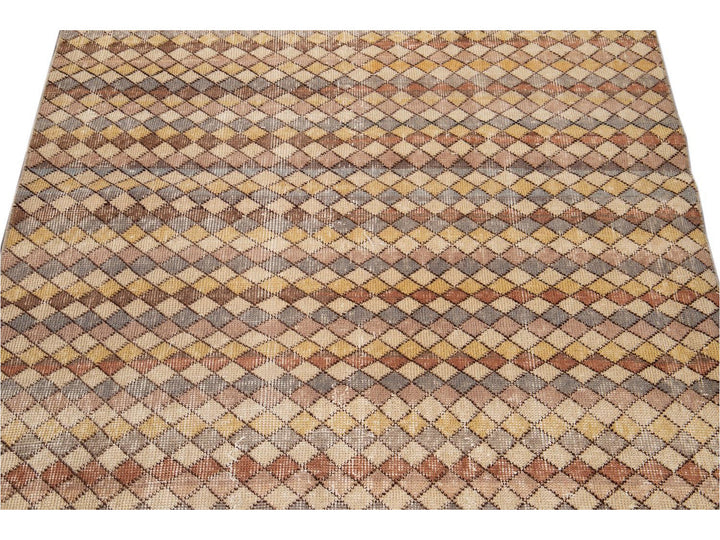 Vintage Turkish Scatter Wool Rug 4 X 6