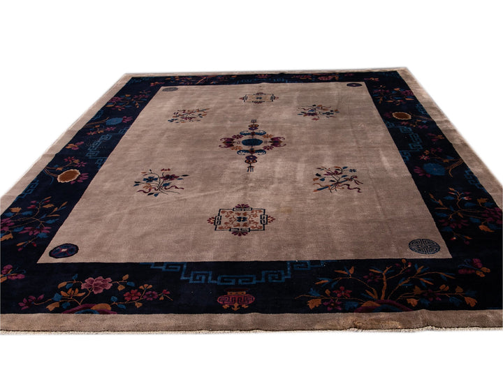 Antique Peking Chinese Wool Rug 10 X 14