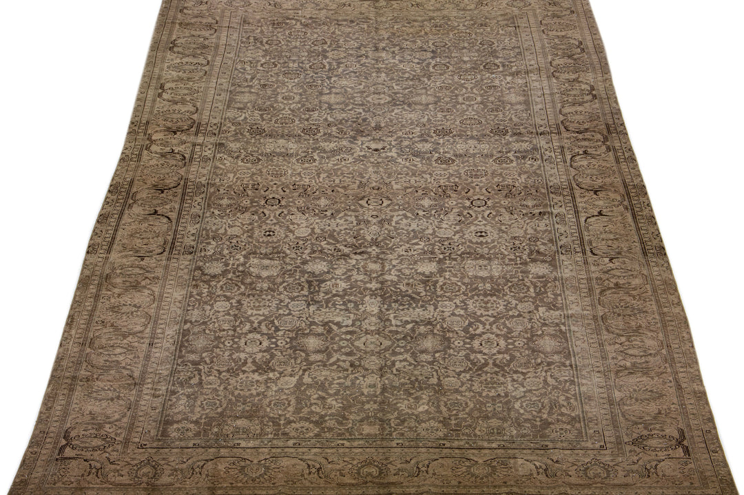 Antique Tabriz Wool Rug 11 X 18
