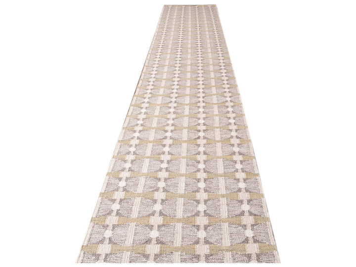 Modern Swedish Style Nude Handmade Geometric Long Wool Runner