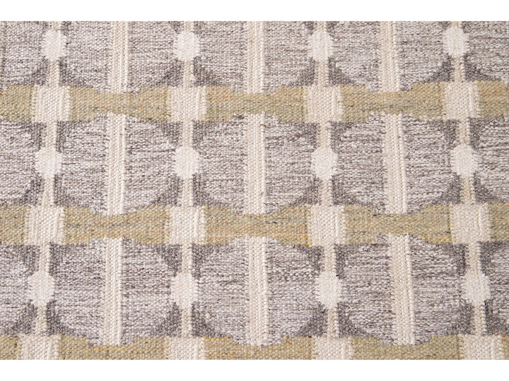 Modern Swedish Style Nude Handmade Geometric Long Wool Runner