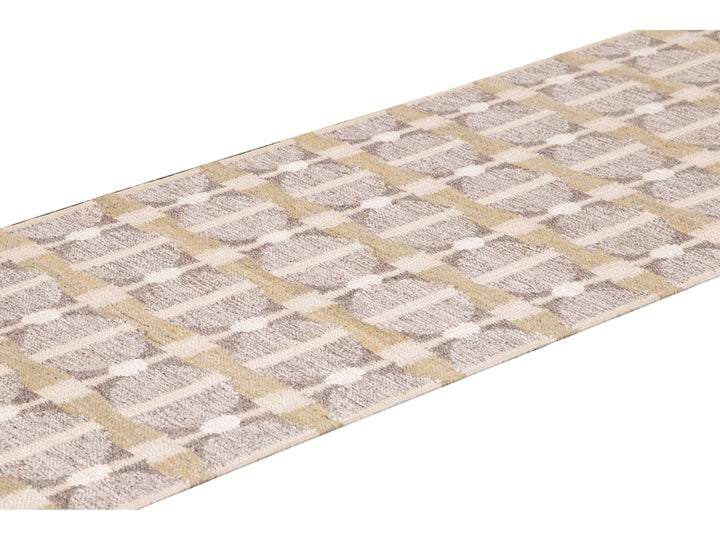 Modern Swedish Style Nude Handmade Geometric Long Wool Runner