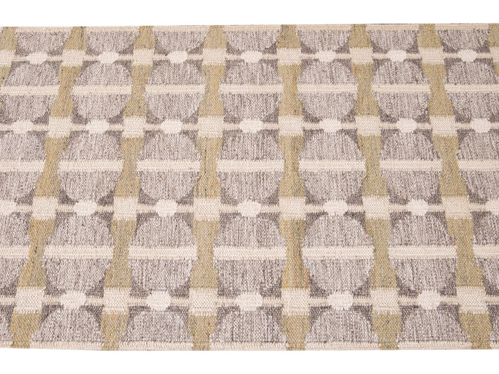 Modern Swedish Style Nude Handmade Geometric Long Wool Runner