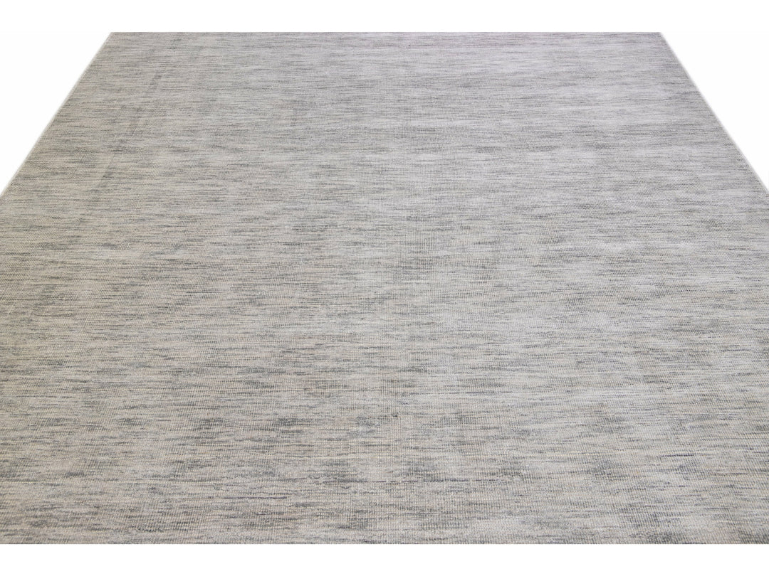Modern Apadana's Groove Bamboo/Silk Handmade Gray Rug