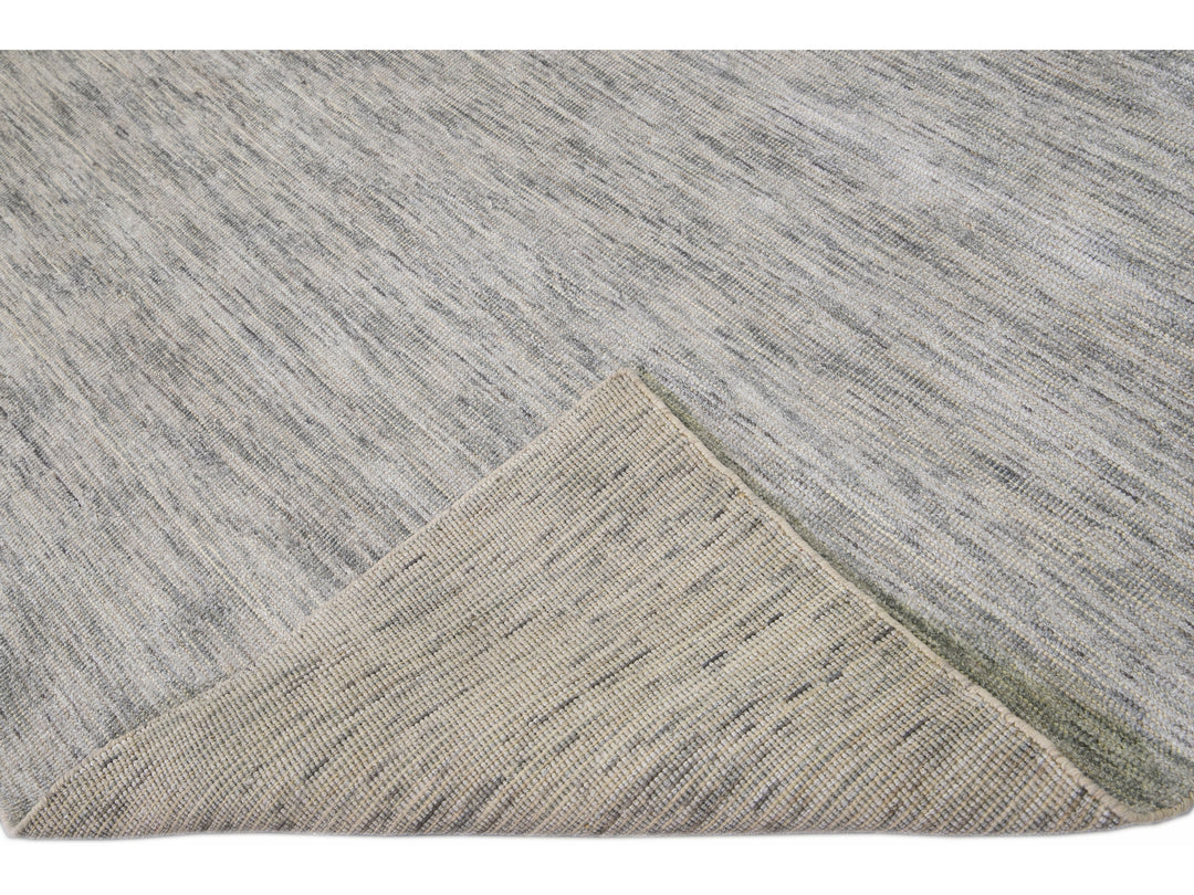 Modern Apadana's Groove Bamboo/Silk Handmade Gray Rug