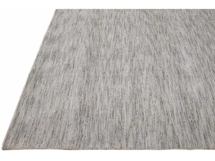 Modern Apadana's Groove Bamboo/Silk Handmade Gray Rug