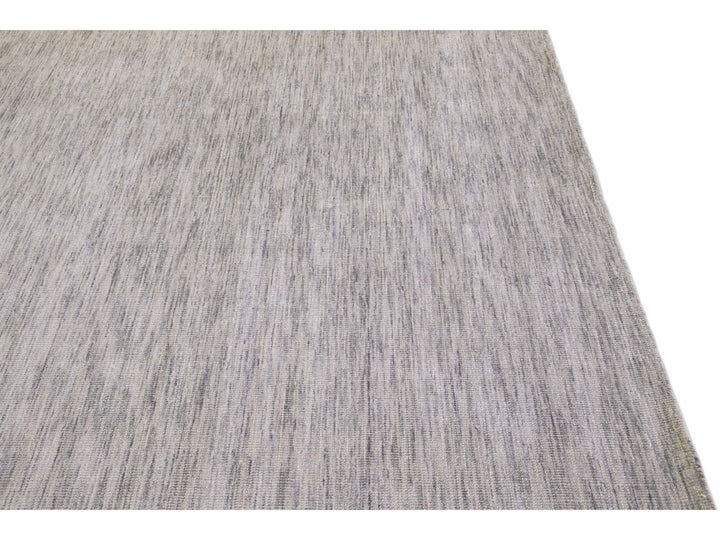 Modern Apadana's Groove Bamboo/Silk Handmade Gray Rug